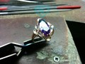 Женское кольцо с крупным аметистом на заказ